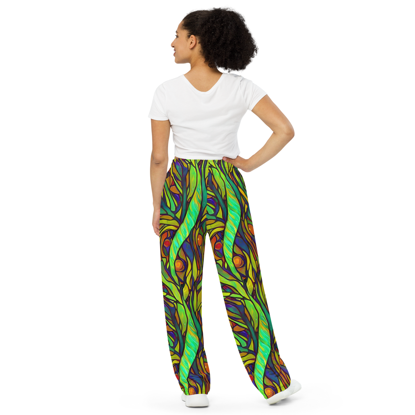 Wide-Leg Pants - Cosmic Garden