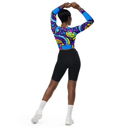 Long Sleeve Crop Top - Radiant Lagoon