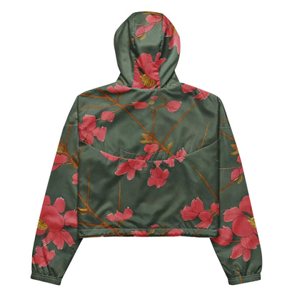 Women's Cropped Windbreaker - Petal Symphony