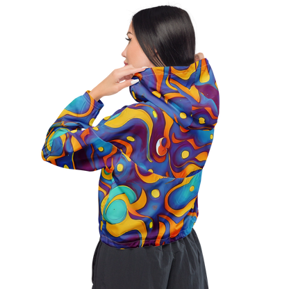 Women's Cropped Windbreaker - Pelton Swirl