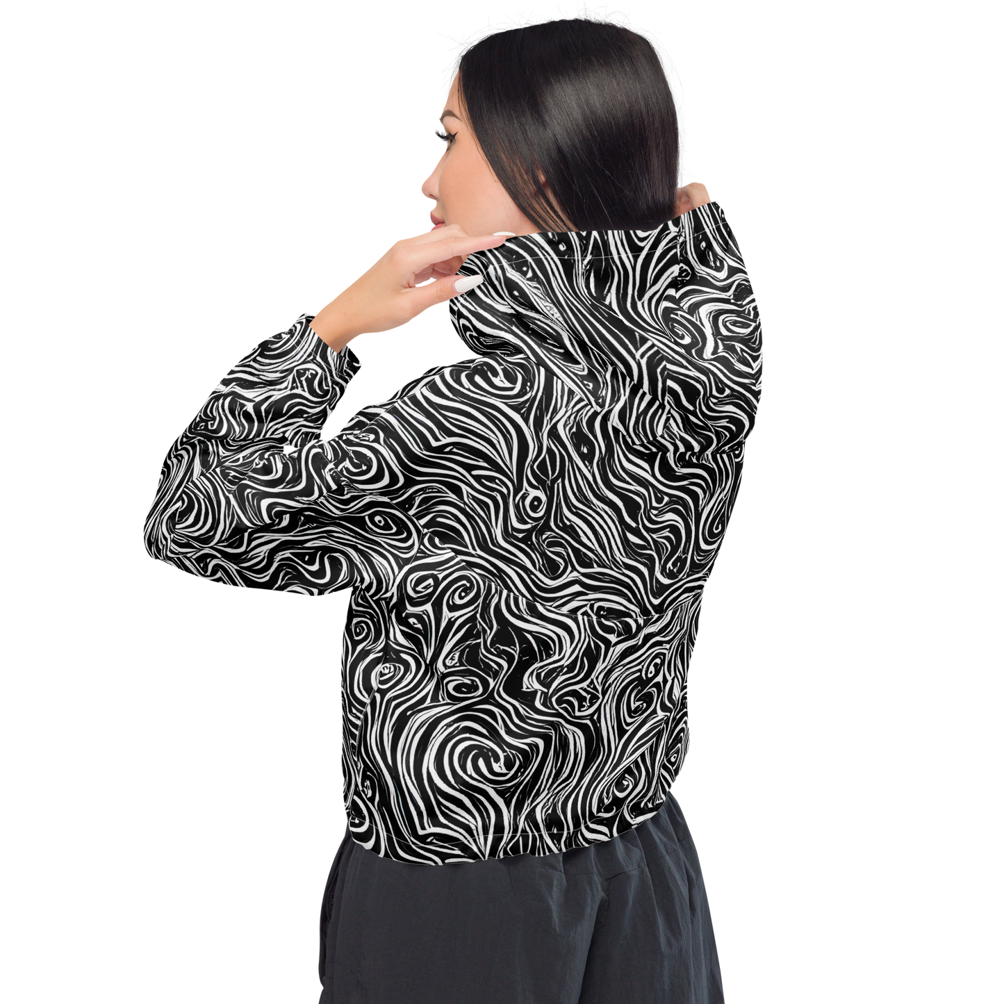 Women's Cropped Windbreaker - Inky Whispers