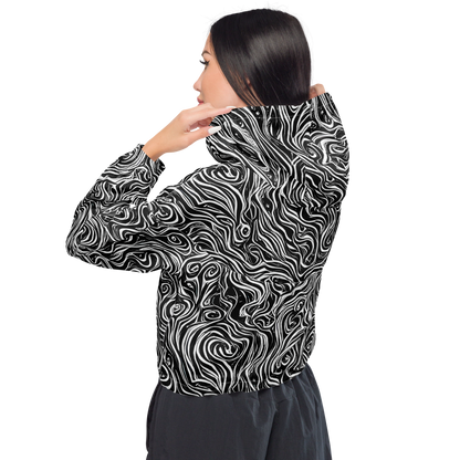 Women's Cropped Windbreaker - Inky Whispers