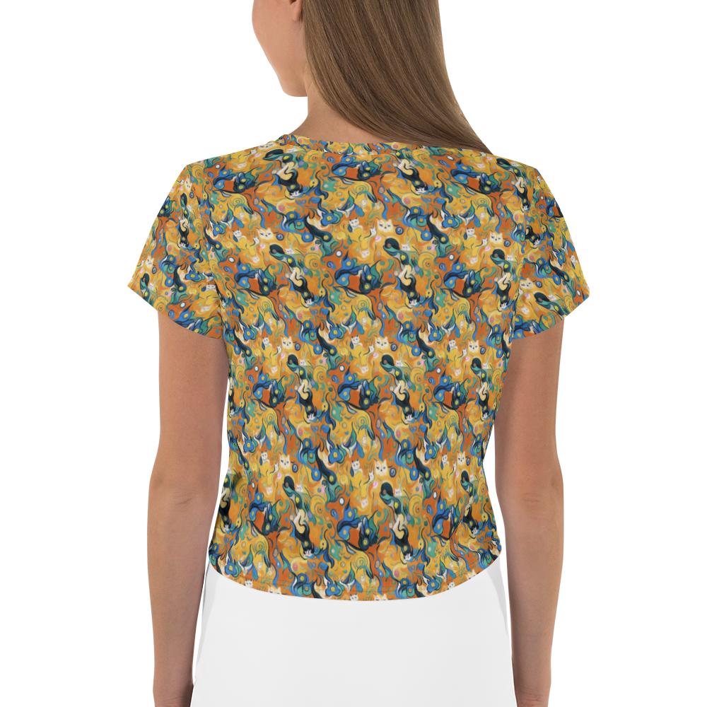 Women's Crop Tee - Whimsical Feline Dance