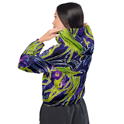 Women's Cropped Windbreaker - Celestial Scribbles