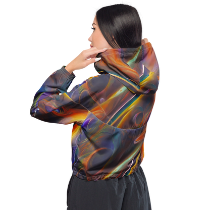 Women's Cropped Windbreaker - Pre-Raphaelite Ripple