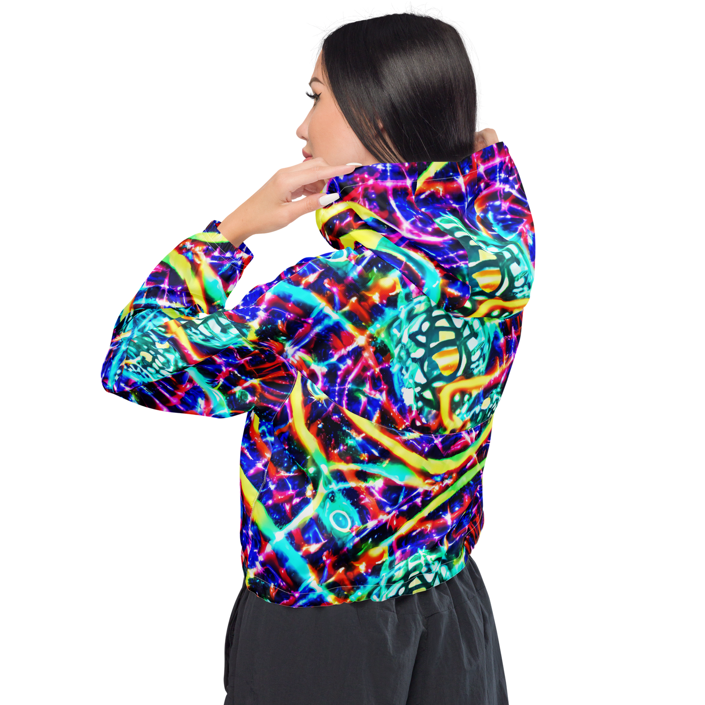 Women's Cropped Windbreaker - Fynesian Galaxy