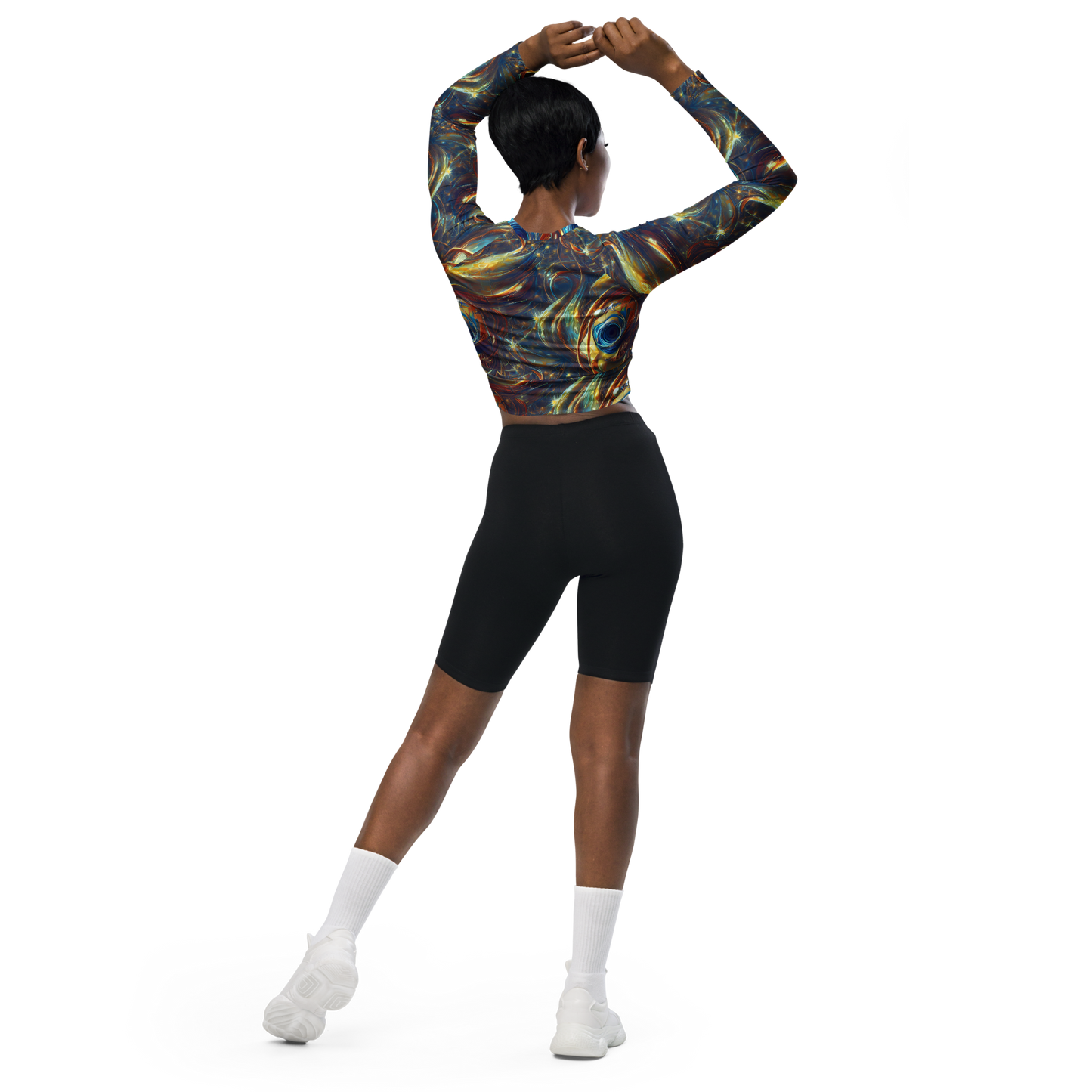 Long Sleeve Crop Top - Celestial Vortex