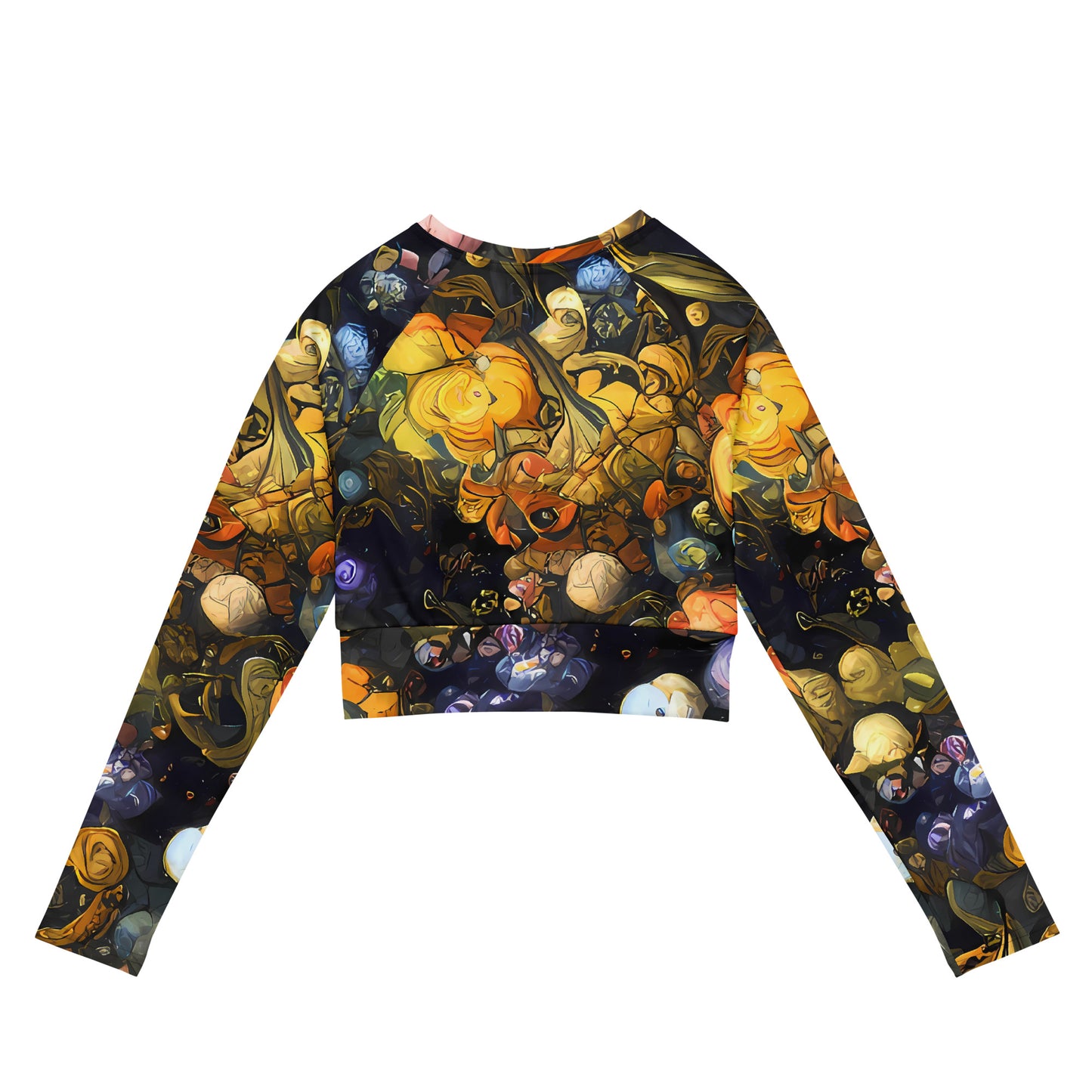 Long Sleeve Crop Top - Baroque Blossom