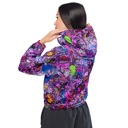 Women's Cropped Windbreaker - Chromatic Frenzy