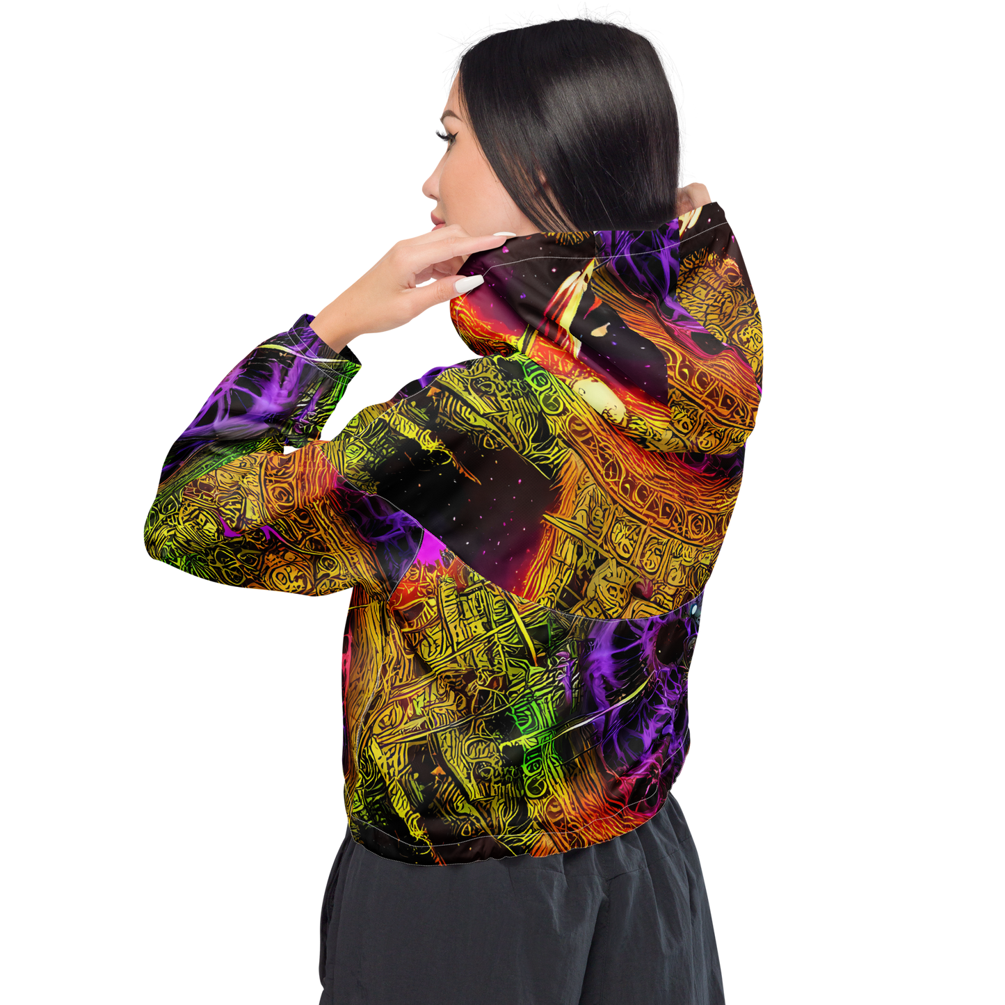 Women's Cropped Windbreaker - Neon Glyphworks