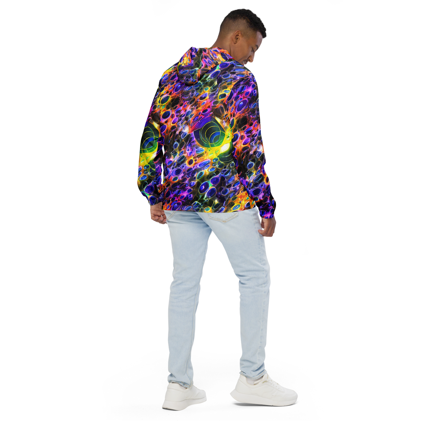 Men's Windbreaker - Neon Orbits