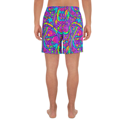 Athletic Long Shorts - Neon Galaxy Whirl