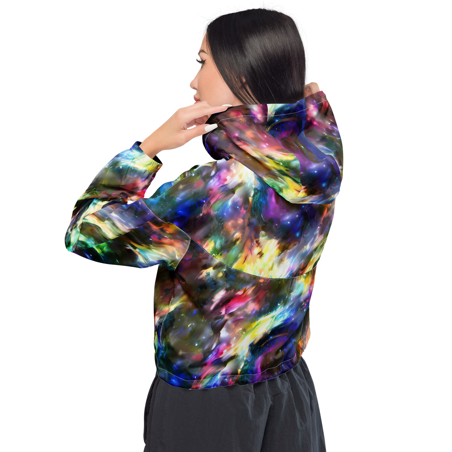 Women's Cropped Windbreaker - Emilia's Nebula