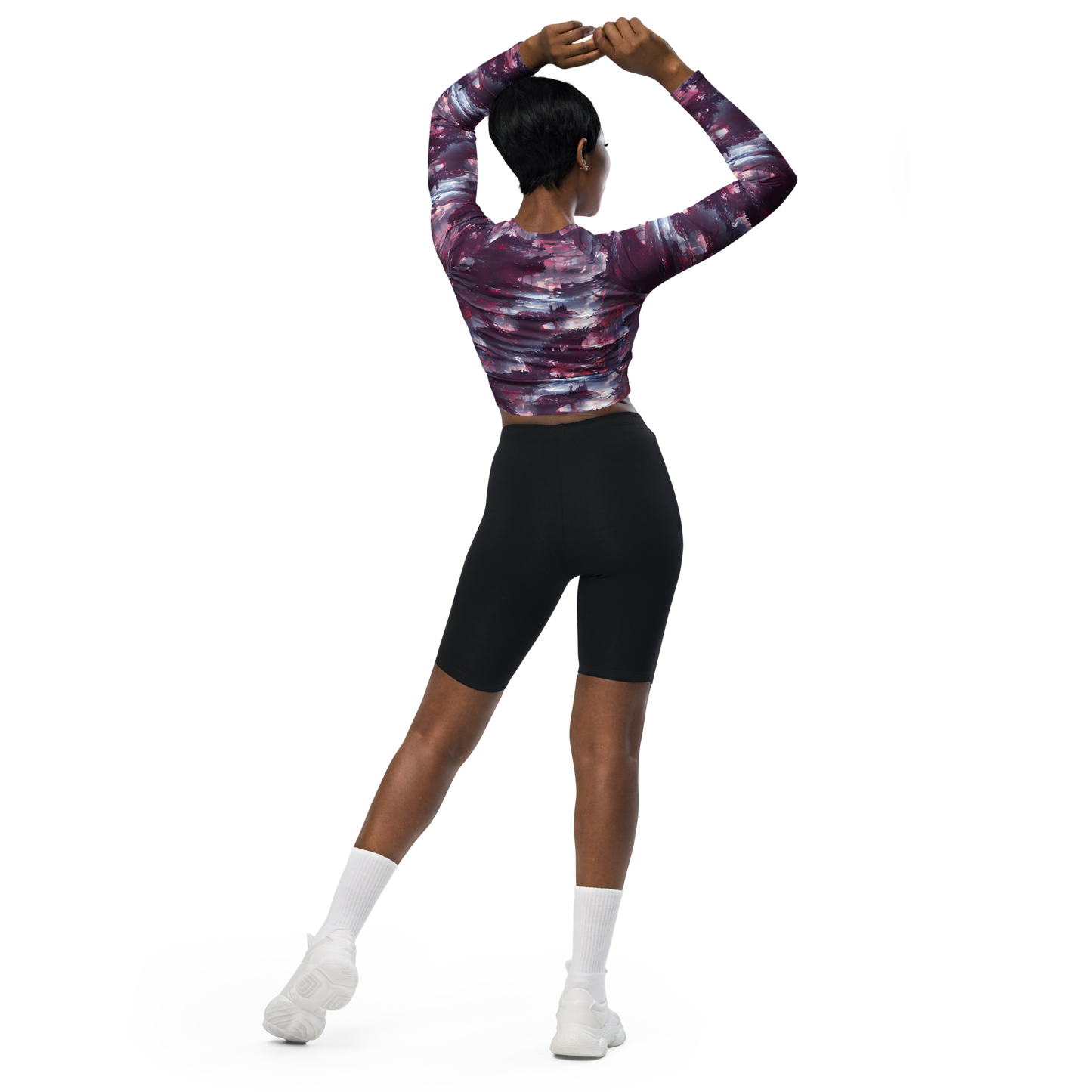 Long Sleeve Crop Top - Twilight Fortresses