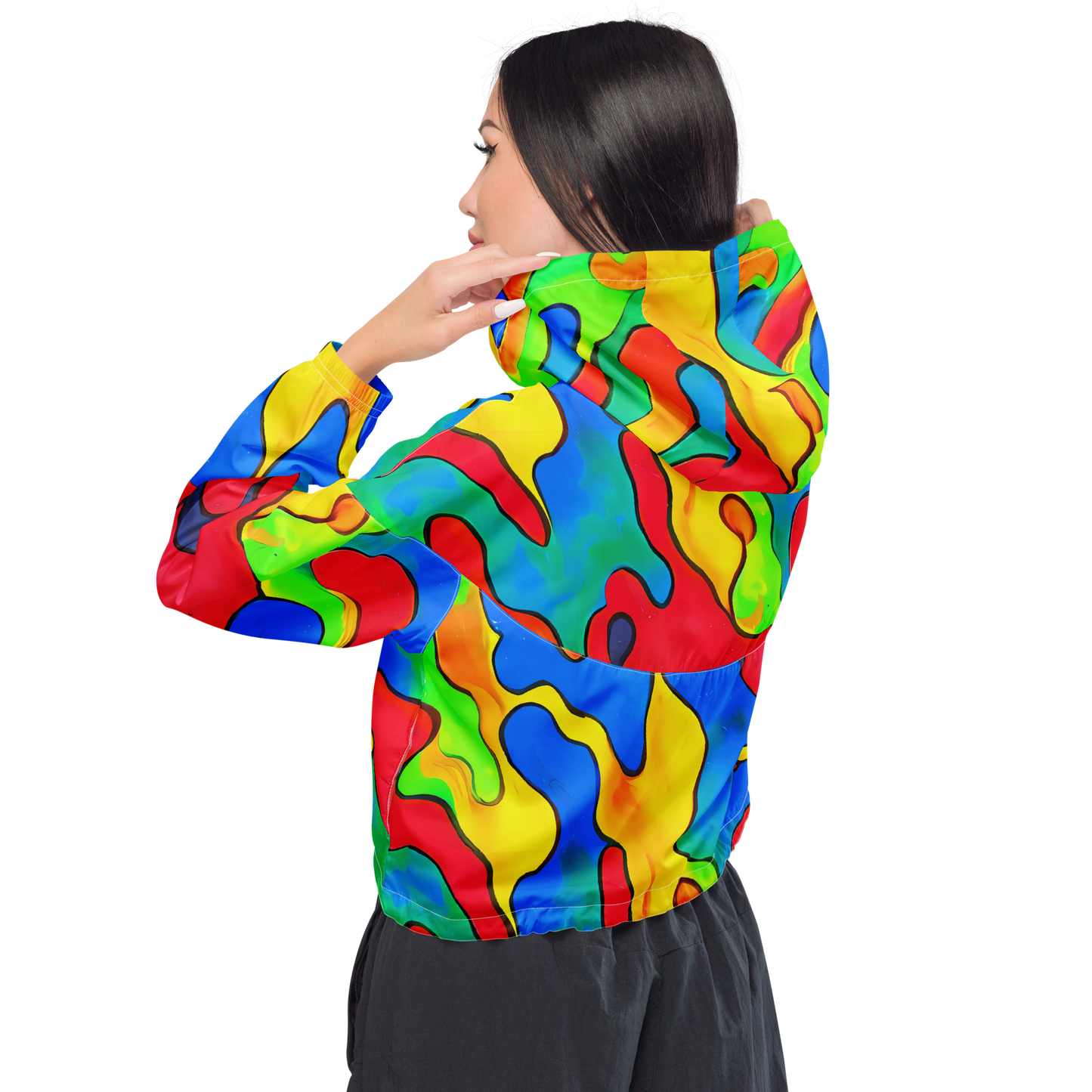 Women's Cropped Windbreaker - Splash of Joy