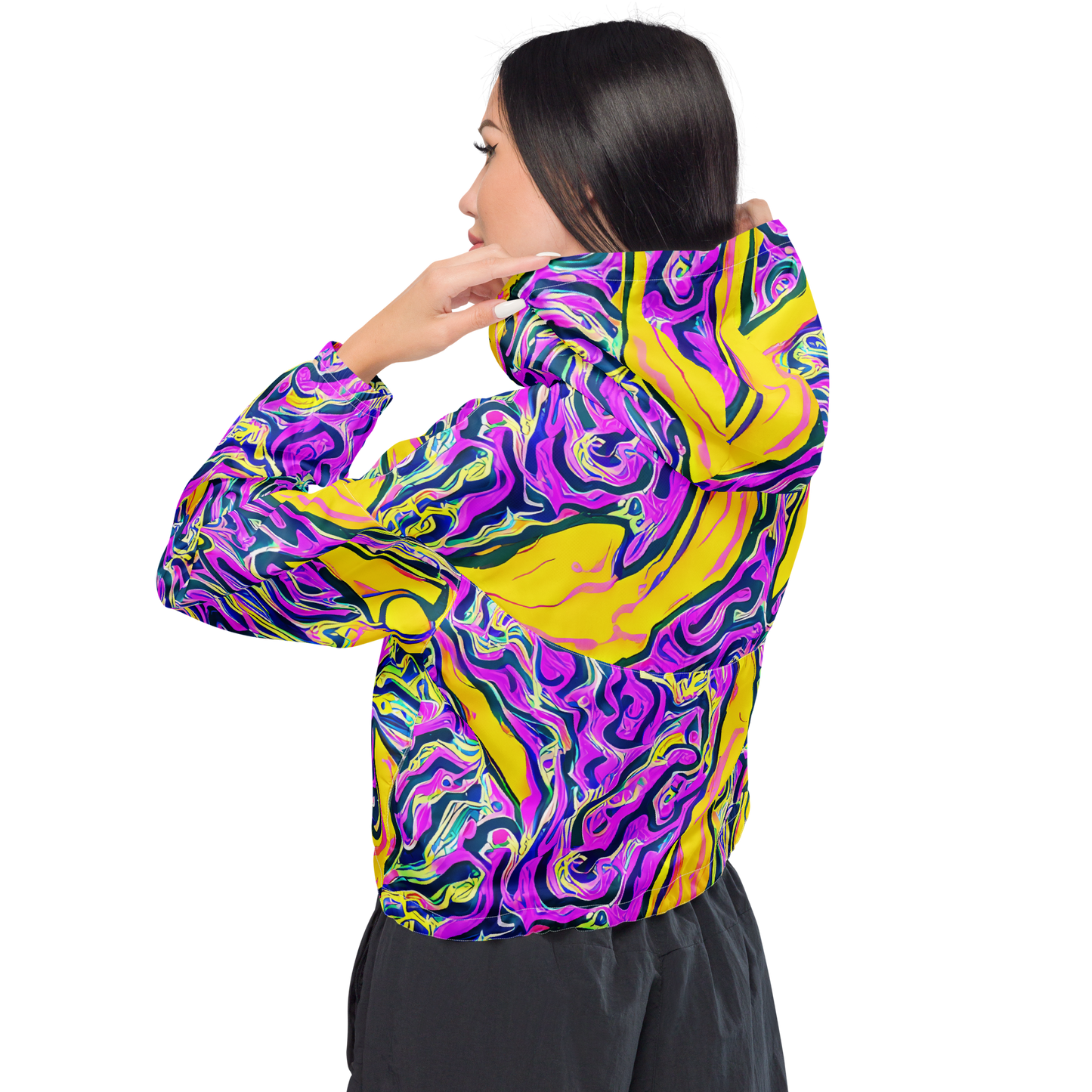 Women's Cropped Windbreaker - Zenith Waves