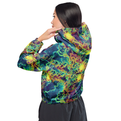 Women's Cropped Windbreaker - Echoed Pulses