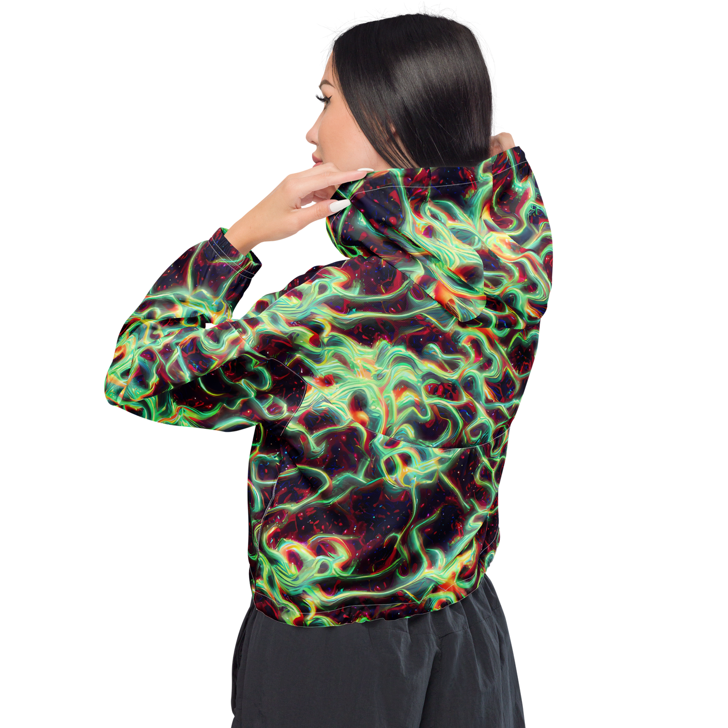 Women's Cropped Windbreaker - Chimeric Currents