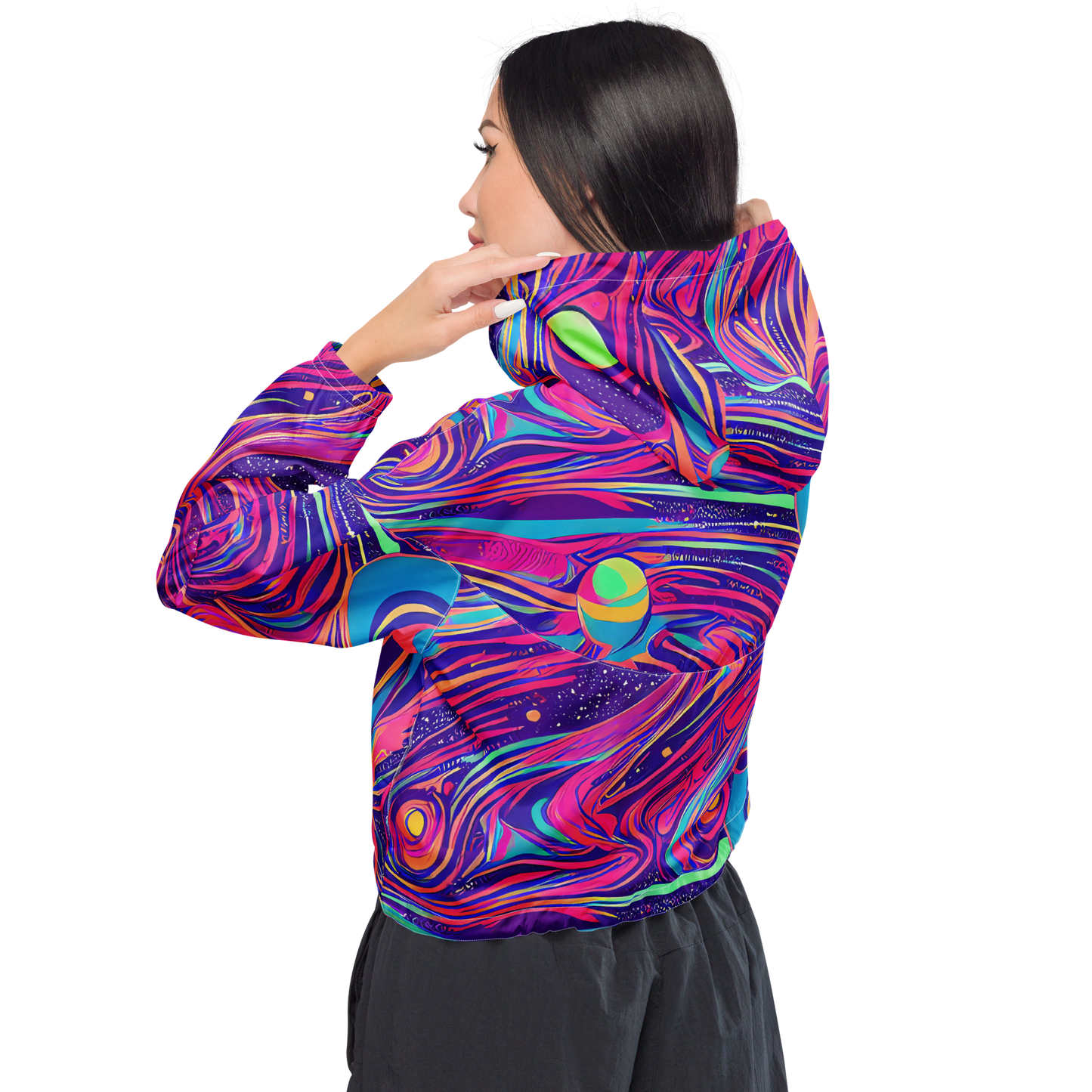 Women's Cropped Windbreaker - Nebula Noodles