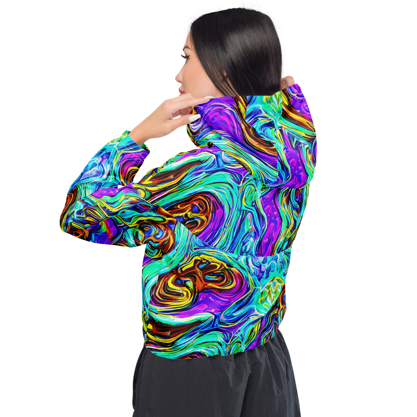 Women's Cropped Windbreaker - Mystic Iridescence