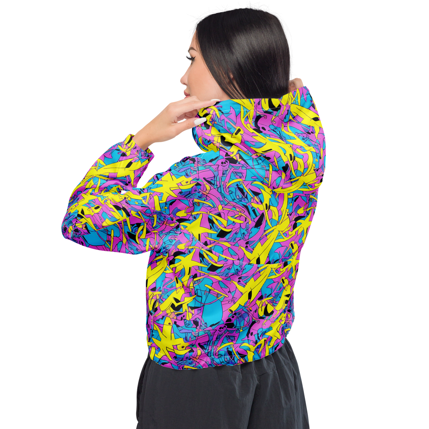 Women's Cropped Windbreaker - Neon Jive