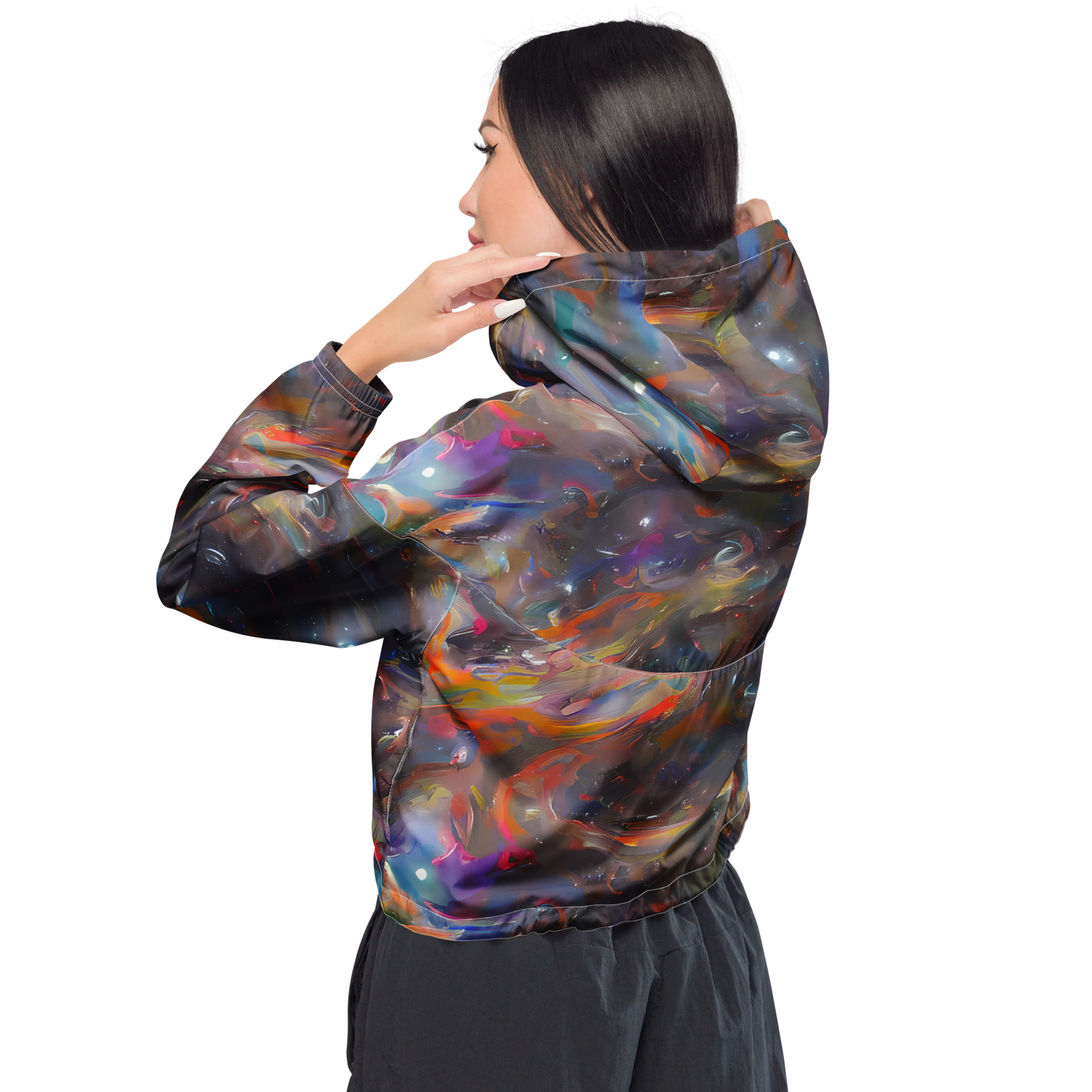 Women's Cropped Windbreaker - Chromatic Flux