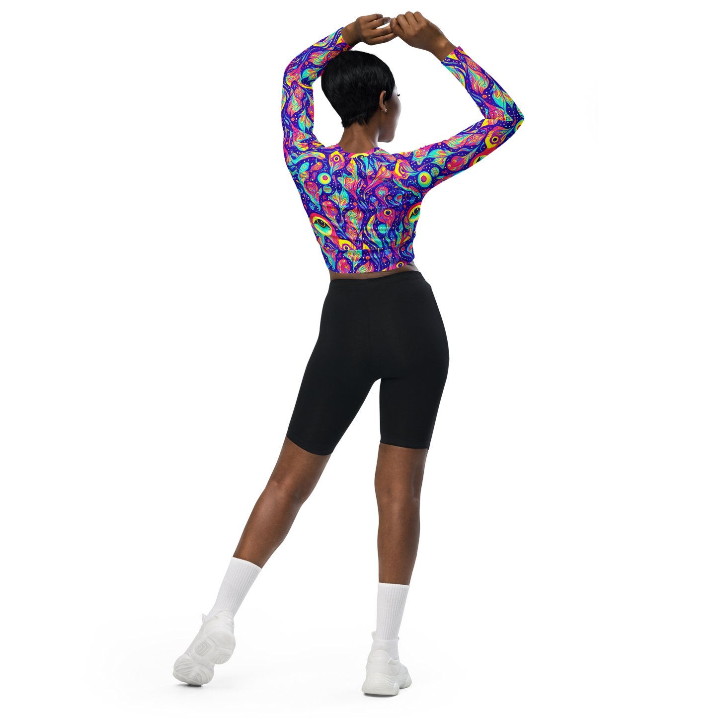 Long Sleeve Crop Top - Mystic Petal Dance