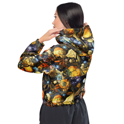 Women's Cropped Windbreaker - Baroque Blossom