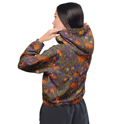 Women's Cropped Windbreaker - Botanical Nebula