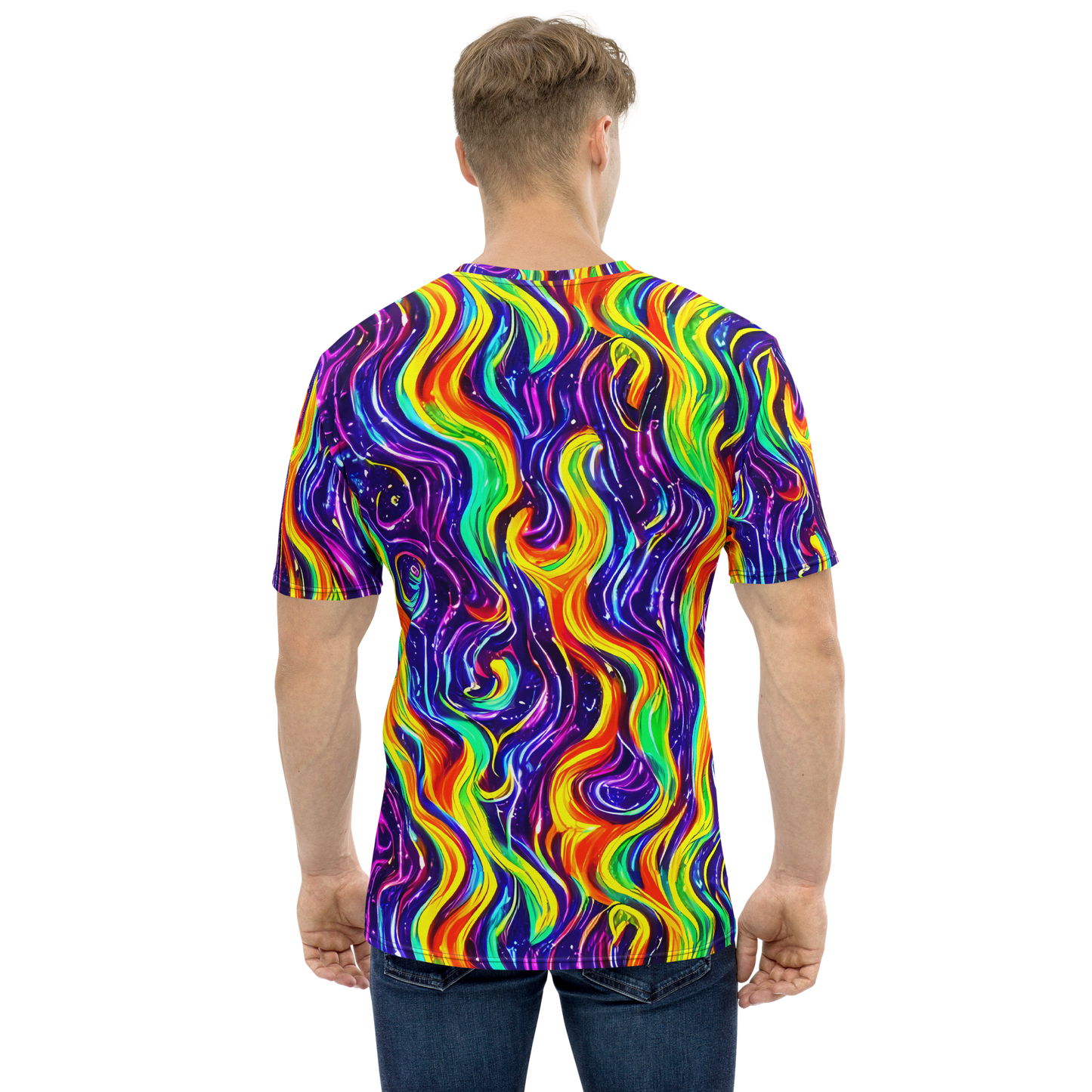 Men's Crew Neck T-Shirt - Galactic Flames