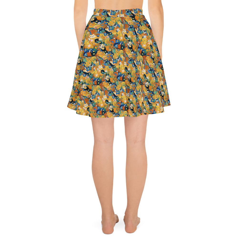 Skater Skirt - Whimsical Feline Dance