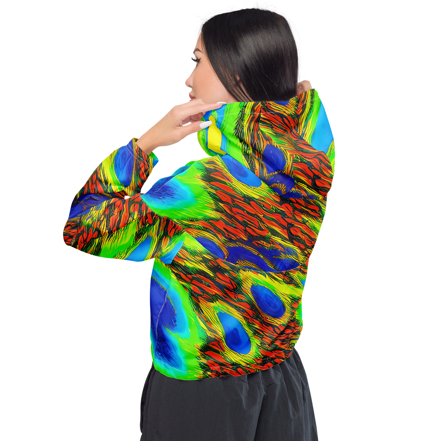 Women's Cropped Windbreaker - Hodgkin's Blaze