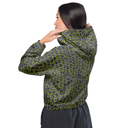 Women's Cropped Windbreaker - Nightshade Maze