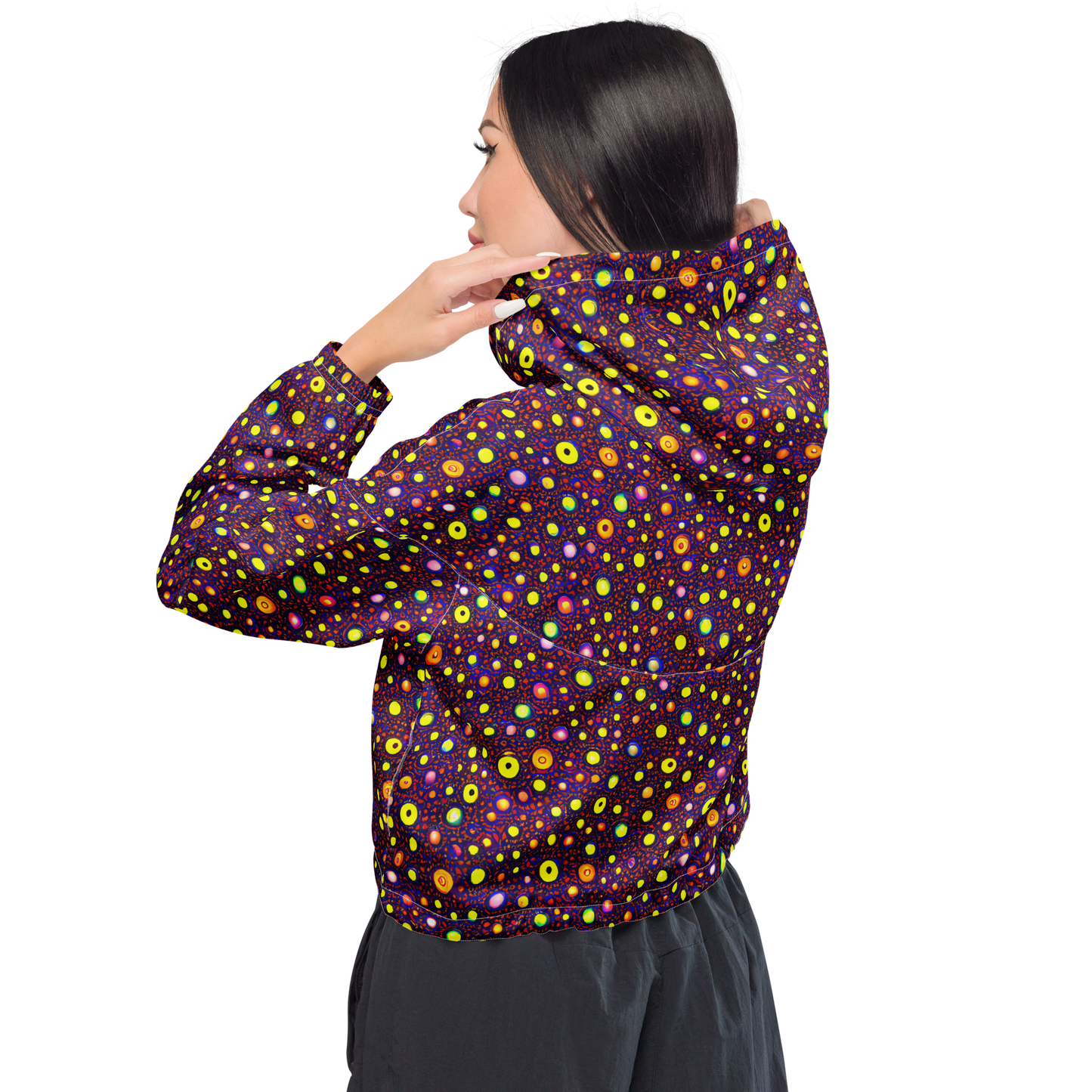 Women's Cropped Windbreaker - Cosmic Dotscape