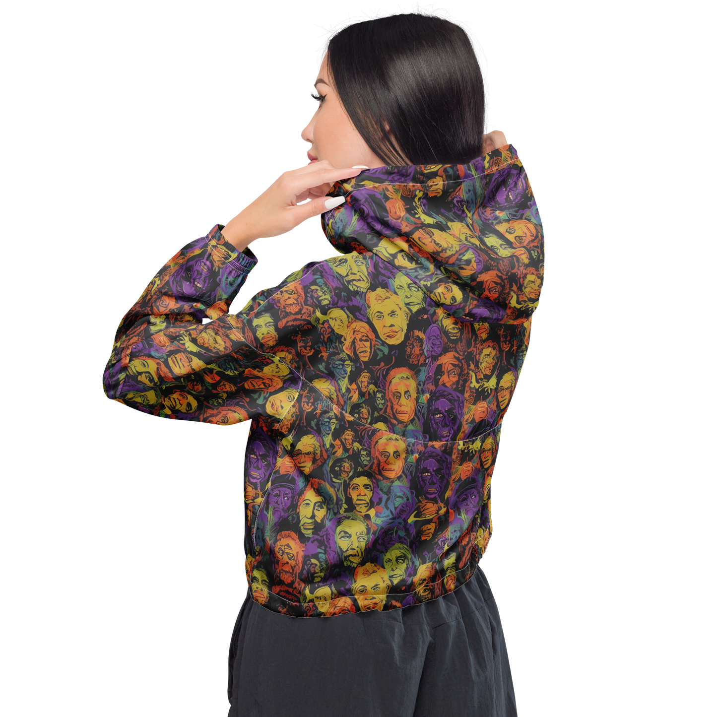 Women's Cropped Windbreaker - Kaleidoscopic Spirits