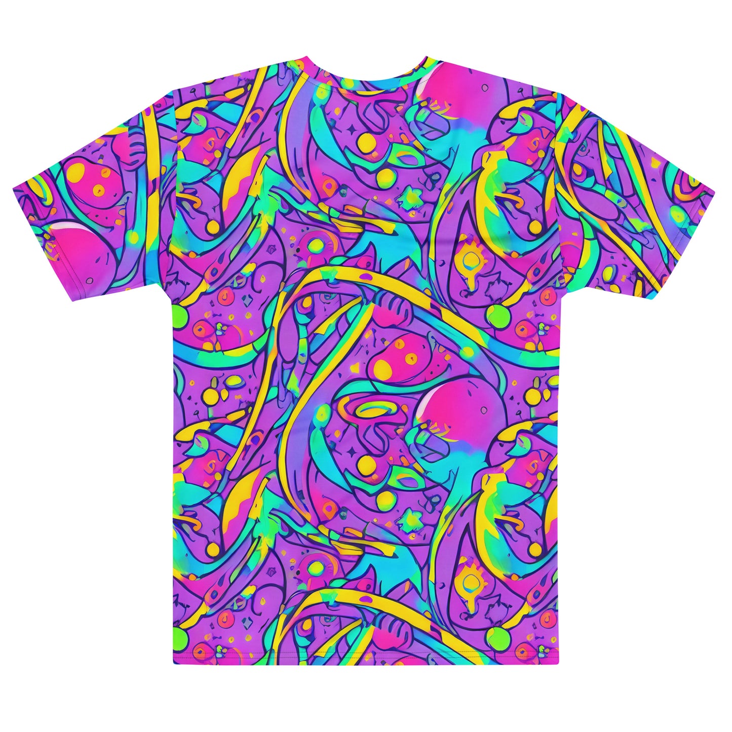 Men's Crew Neck T-Shirt - Neon Galaxy Whirl
