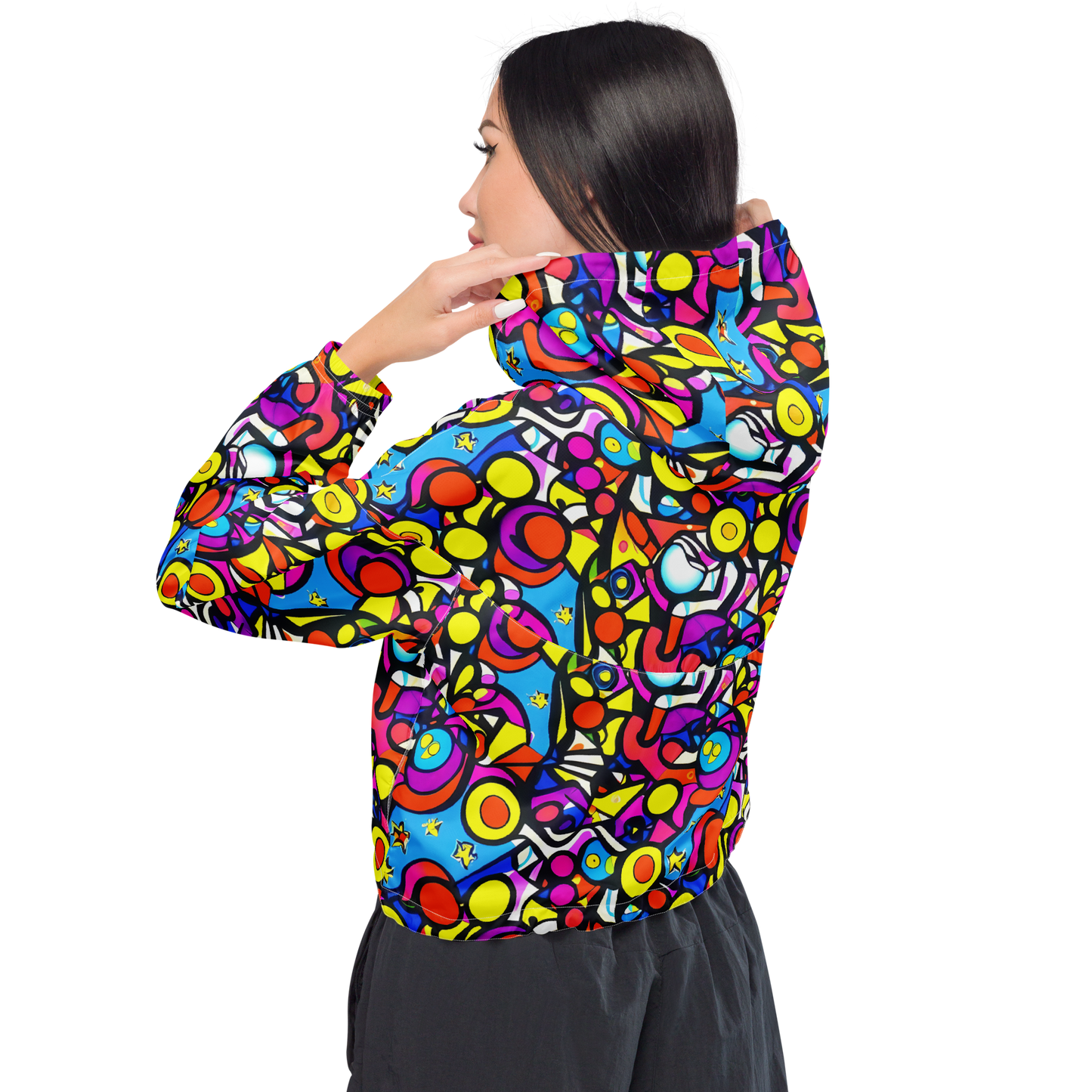 Women's Cropped Windbreaker - Eclectic Fantasy