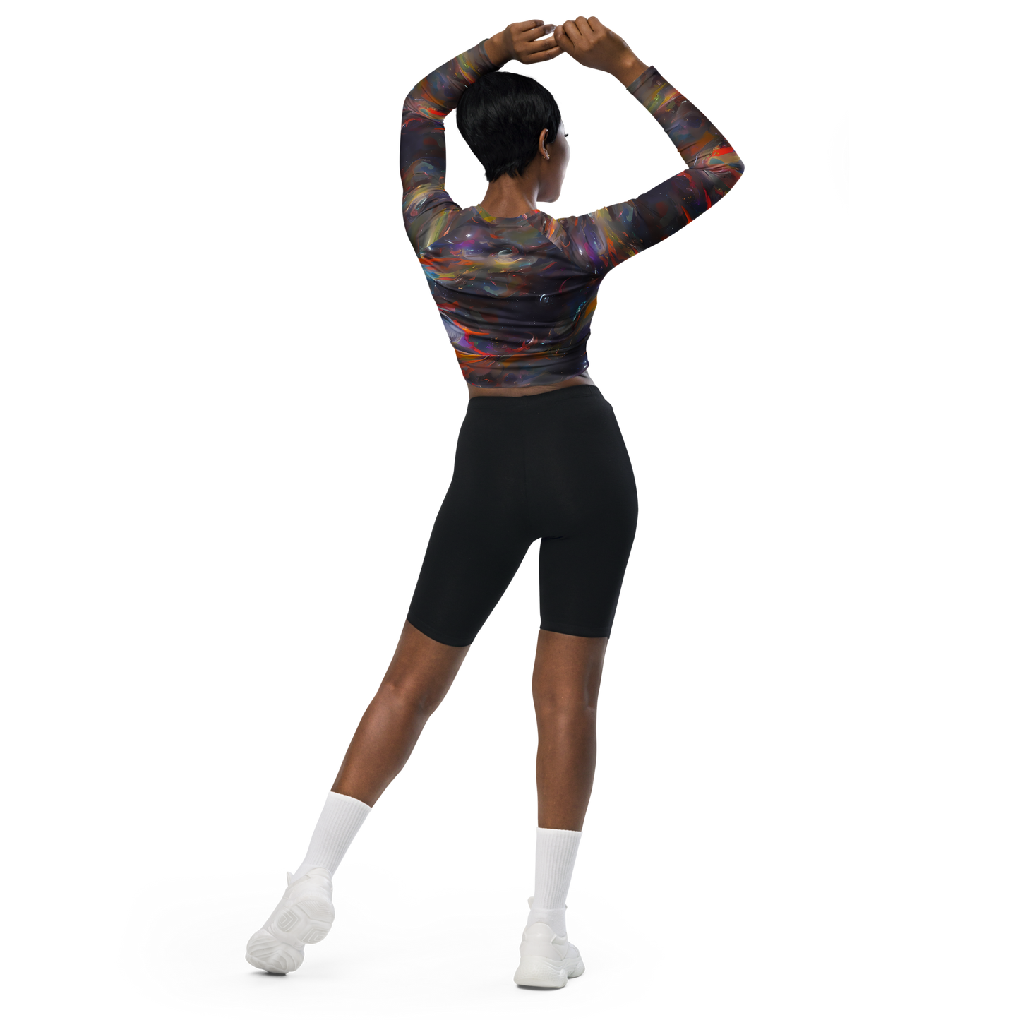 Long Sleeve Crop Top - Chromatic Flux