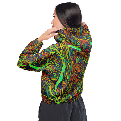 Women's Cropped Windbreaker - Cosmic Garden