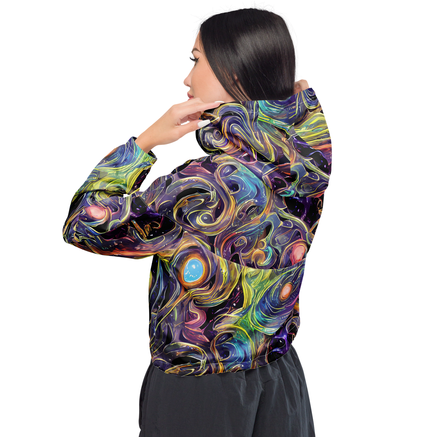 Women's Cropped Windbreaker - Lebacq Swirl