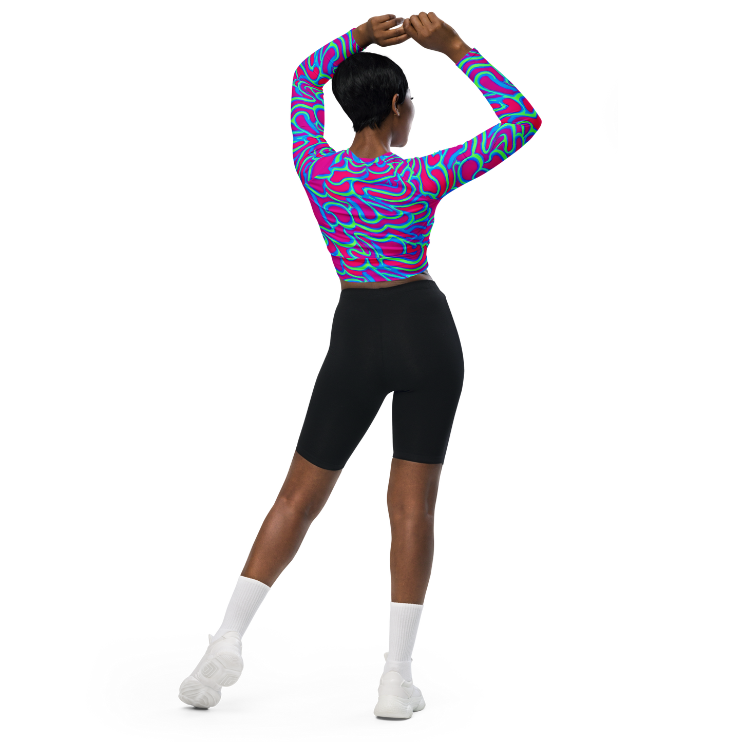 Long Sleeve Crop Top - Aquatic Ember