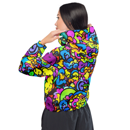 Women's Cropped Windbreaker - Kaleidoscope Garden