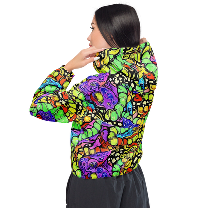 Women's Cropped Windbreaker - Frostwork Fantasy