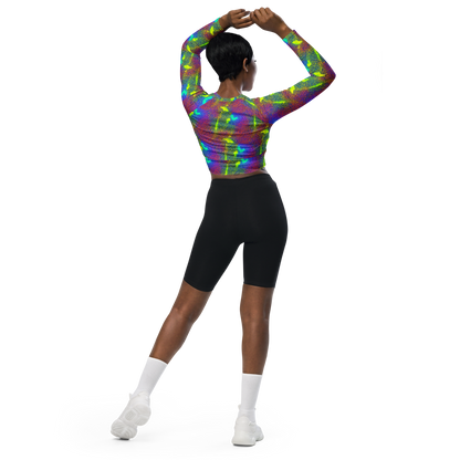 Long Sleeve Crop Top - Prismatic Web