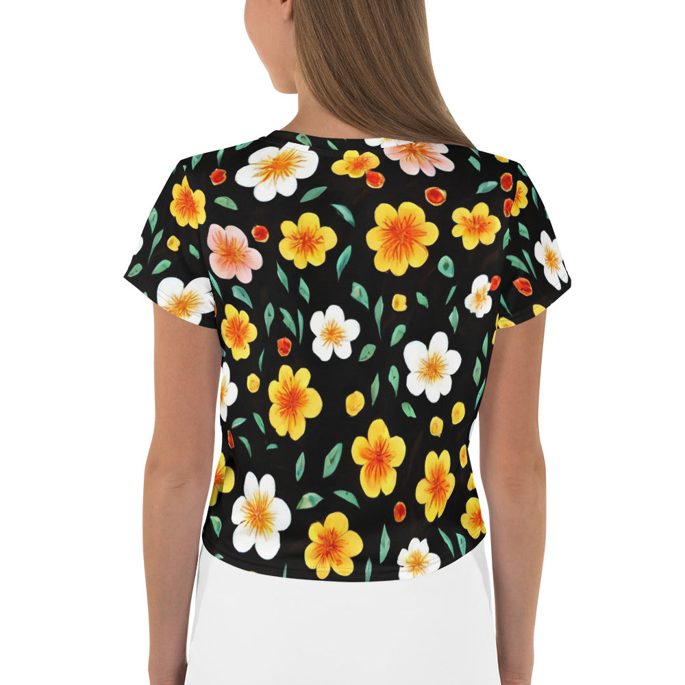 Women's Crop Tee - Sunlit Blossoms