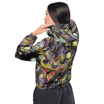 Women's Cropped Windbreaker - Fires of the Void