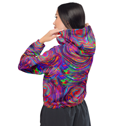 Women's Cropped Windbreaker - Quantum Spiral