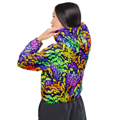 Women's Cropped Windbreaker - Surreal Waveforms