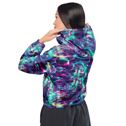 Women's Cropped Windbreaker - Synthwave Surge