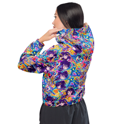 Women's Cropped Windbreaker - Aquatic Whim